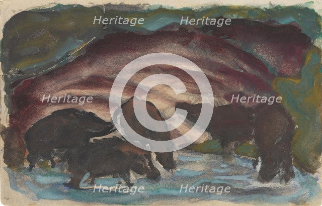Wild Boars in the Water, 1910-1911.