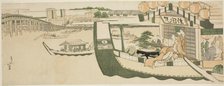 Boating parties on the Sumida River, Japan, c. 1808/12. Creator: Hokusai.