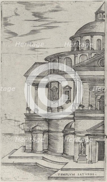Templum Saturni, from a Series of 24 Depicting (Reconstructed) Buildings from..., Plate ca. 1530-50. Creator: Anon.