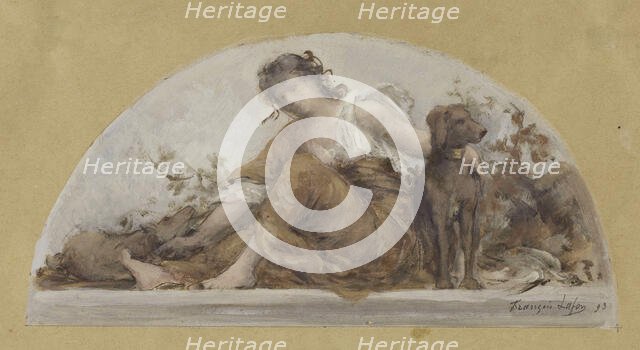 Sketch for the dining room of the Hotel de Ville: The Hunt or Autumn, 1893. Creator: Francois Lafon.