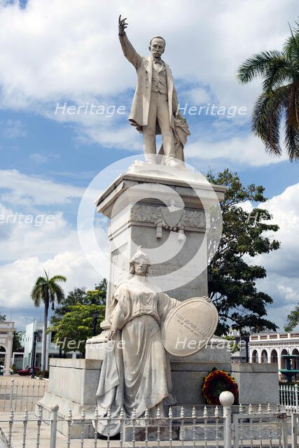 Statue of Jose Marti in the park in the city centre, Cienfuegos, Cuba, 2024. Creator: Ethel Davies.