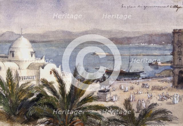 "La place du gouvernement à Algiers". (c1850s) Creator: Fritz von Dardel.