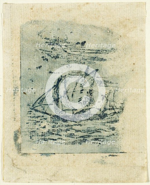 A Vessel Under Sail, c. 1847. Creator: Jean Francois Millet.