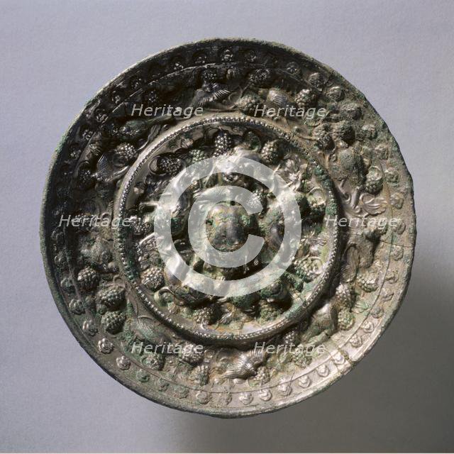Animal-and-Grape Mirror, early 7th Century - early 10th Century. Creator: Unknown.