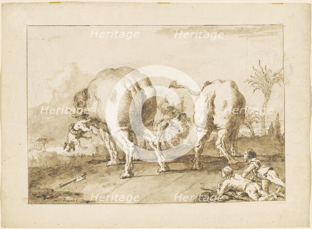 Two Rampaging Elephants, 1790/1792. Creator: Giovanni Battista Tiepolo.