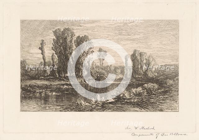 Landscape with Hay Wagon, c. 1875. Creator: Charles Volkmar.