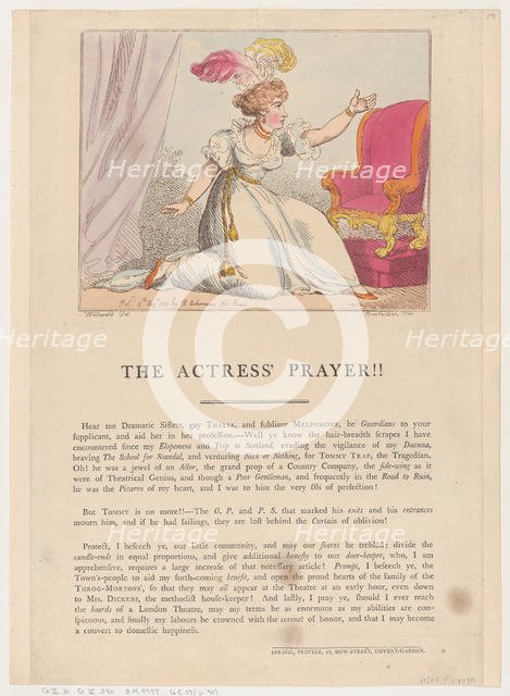 The Actress' Prayer!!, August 10, 1801., August 10, 1801. Creator: Thomas Rowlandson.