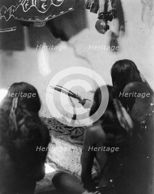 Singing to the snakes, Shipolovi, c1906. Creator: Edward Sheriff Curtis.
