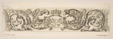 Rinceaux with Two Children Holding a Royal Crown Over the Letter "L," Plate 3 from: 'D..., ca. 1648. Creator: Stefano della Bella.