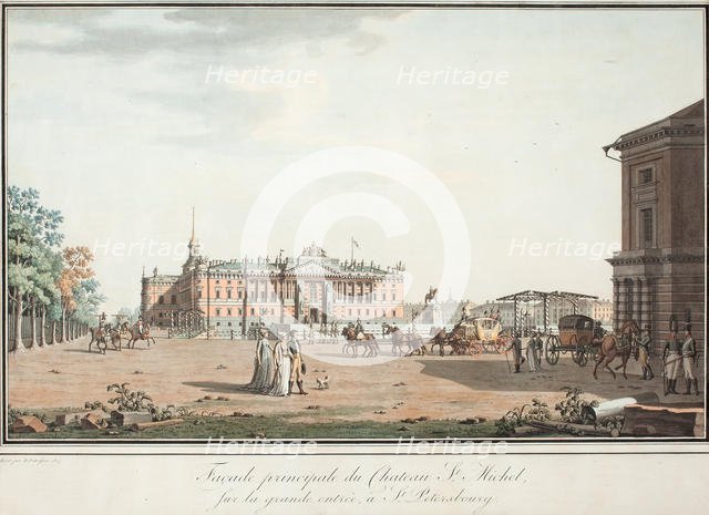 View of the Michael Palace and the Connetable Square in St. Petersburg, 1800. Artist: Paterssen, Benjamin (1748-1815)