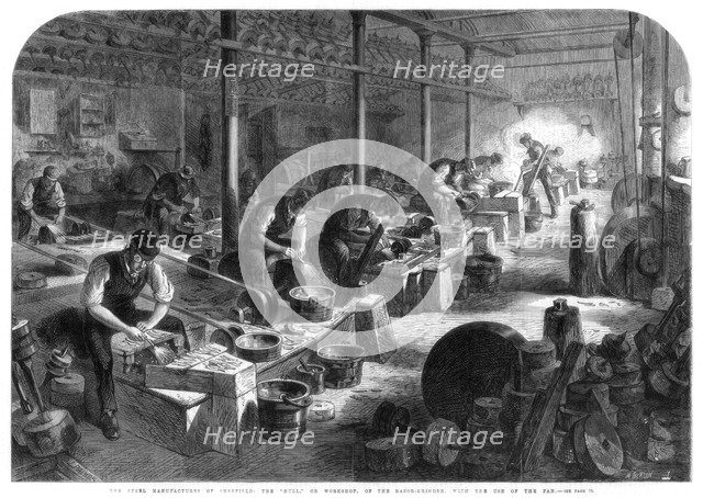 Steel manufactures of Sheffield, Yorkshire, 1866.  Creator: Mason Jackson.