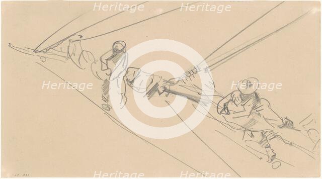 Men on a Spar, c. 1876. Creator: John Singer Sargent.