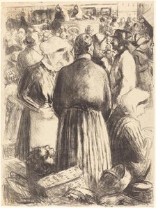Market at Pontoise (Marche a Pontoise), c. 1895. Creator: Camille Pissarro.