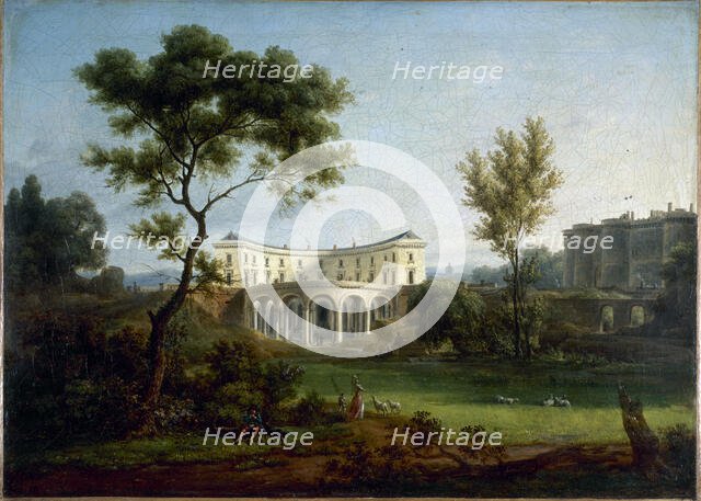 The house of Beaumarchais and the Bastille, c1788. Creator: Jean Baptiste Francois Genillion.