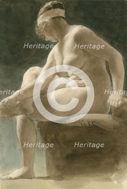 Seated female nude, (c1800?). Creator: Thomas Stothard.