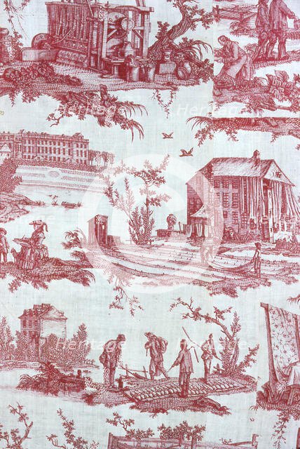 Les Travaux de la Manufacture (The Factory in Operation) (Furnishing Fabric), France, 1783/84. Creator: Oberkampf Manufactory.