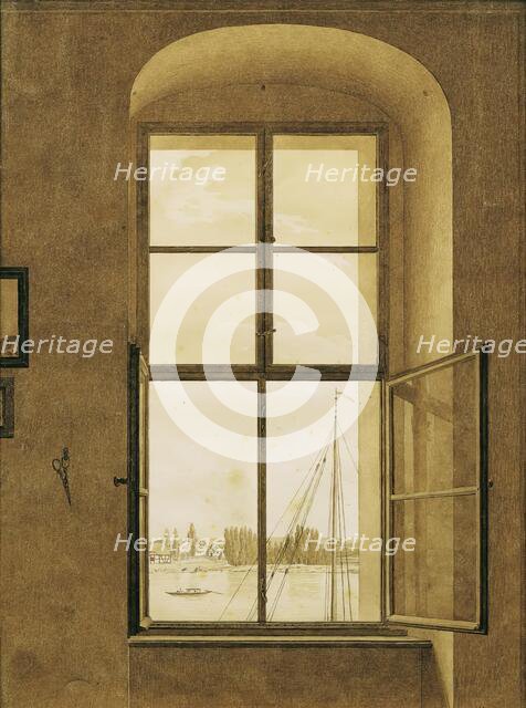 View from the artist's studio (right window), around 1805/1806. Creator: Caspar David Friedrich.