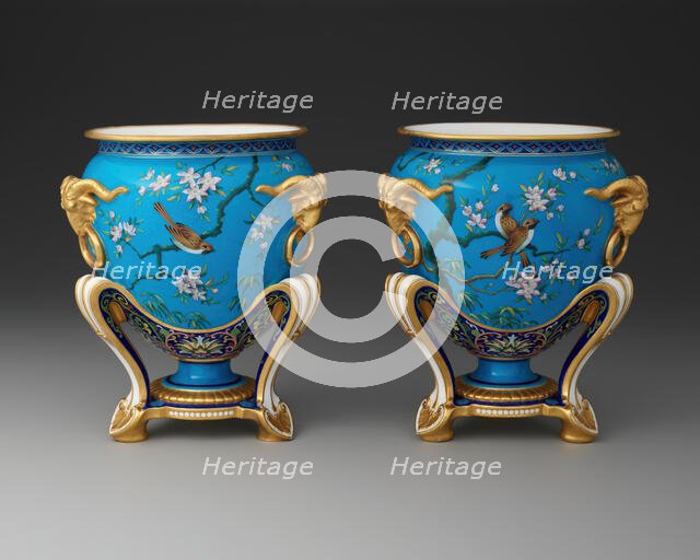 Pair of Jardinieres, Stoke-on-Trent, 1874. Creator: Minton.