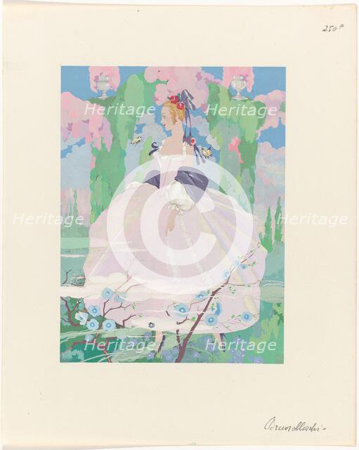 La Guirlande, album Mensuel d'Art et de la Litterature, 1919-1920: Woman in Pink Dress in Garden, 19 Creator: Umberto Brunelleschi.