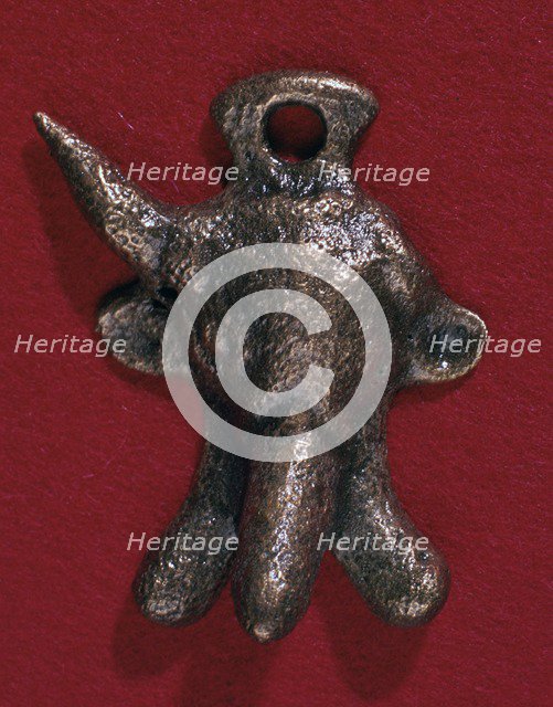 Roman bronze phallic amulet, 2nd century. Artist: Unknown