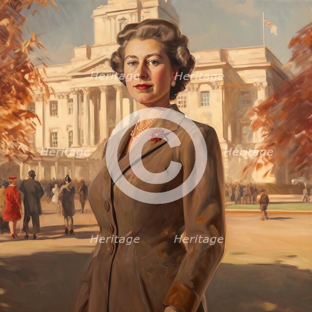 AI IMAGE - Portrait of Queen Elizabeth II, 1950s, (2023). Creator: Heritage Images.