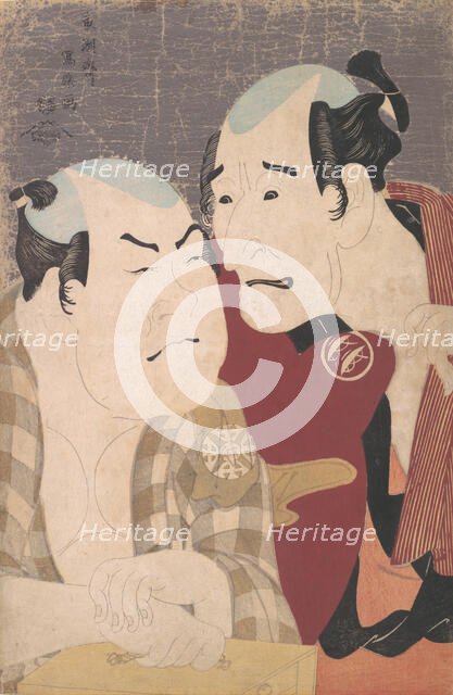 Nakajima Wadaemon and Nakamura Konozo as Bodara no Chozaemon and Kanagawaya no Gon in the ..., 1794. Creator: Tôshûsai Sharaku.