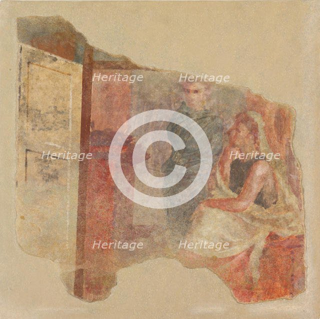Wall painting fragment from the north wall of Room H of the Villa of P. Fannius..., ca. 50-40 B.C. Creator: Unknown.