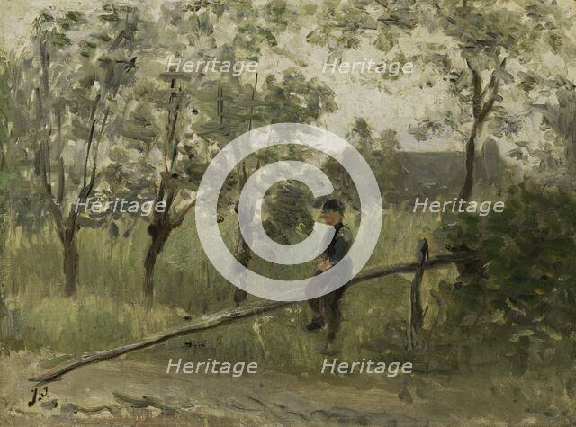 Country Boy on a Pole Barrier, 1900-1911. Creator: Jozef Israels.
