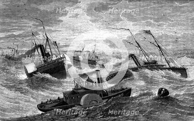 Burnside's expedition crossing Hatteras Bar, North Carolina, 1861-1862 (c1880). Artist: Unknown