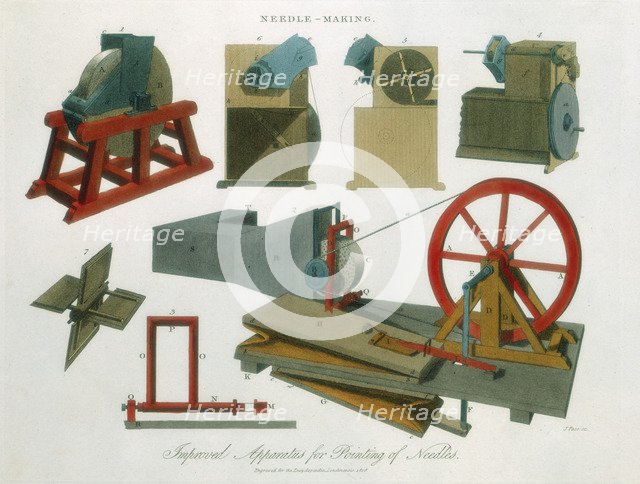 Needle-making equipment, 1819. Artist: Unknown