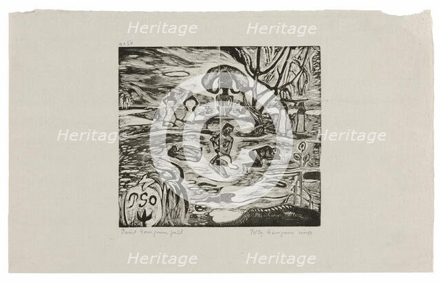 Mahana atua (Day of the God), 1894/95, printed and published 1921. Creator: Paul Gauguin.