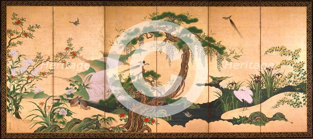 Birds and Flowers of Spring and Summer, Second Half of the 17th cen.. Artist: Eino, Kano (1631-1697)