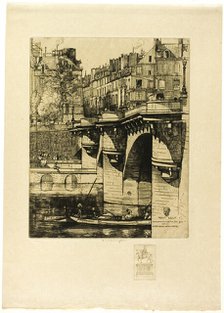 Le Pont Neuf, Paris (with remarque), 1906. Creator: Donald Shaw MacLaughlan.