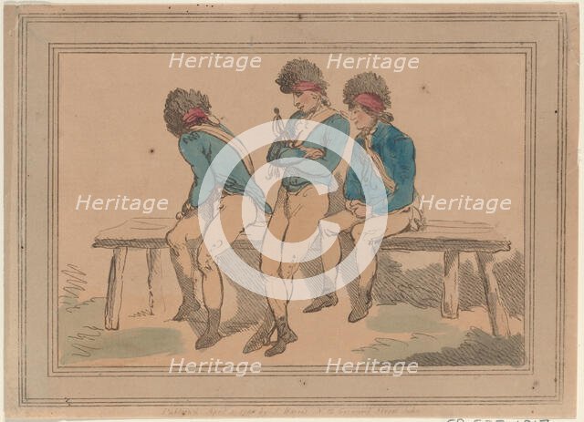 Three Volunteers, 1798., 1798. Creator: Thomas Rowlandson.