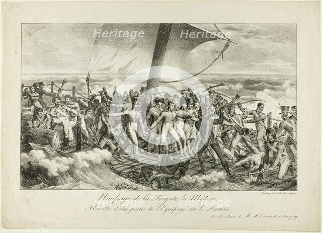 Shipwreck of the Frigate Medusa. Revolt of Some of the Crew on the Raft, 1818. Creators: Hippolyte Lecomte, Charles-Philibert de Lasteyrie.