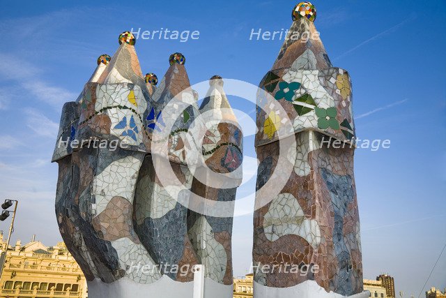 Chimneys of Battlo House, Barcelona, Spain, 2007. Artist: Samuel Magal