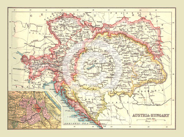 Map of Austria-Hungary, 1902. Creator: Unknown.