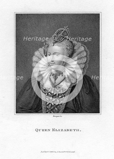 Elizabeth I of England, (1806).Artist: Bocquet