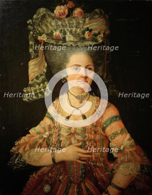 Portrait of lady with high hairstyle,1780s.  Creator: Unknown.