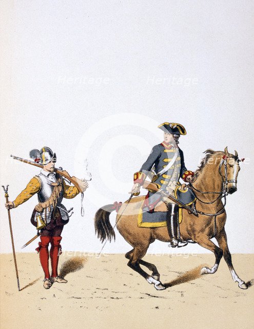 French royal troops, c1750 (1887). Artist: A Lemercier