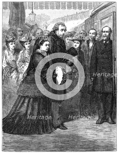 The queen at High Wycombe railway station during a visit to Hughenden, late 19th century, (1900). Artist: Unknown