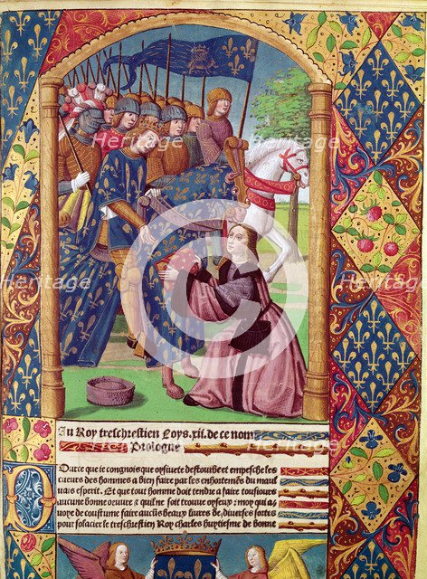 The author presents the book 'Ogier le Danois' to the king of France, Louis XII, miniature in the…
