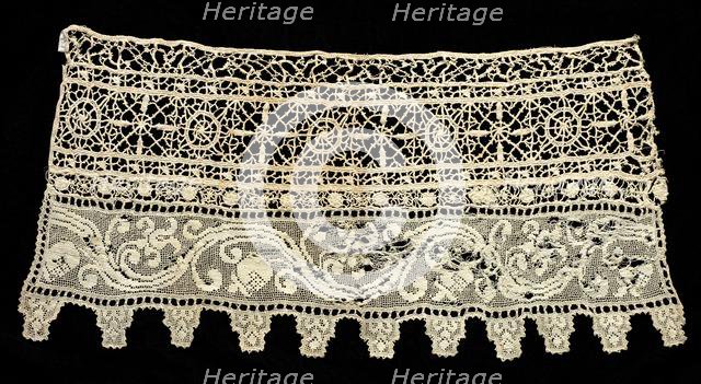 Fragment of a Border with Floral Vine and Geometric Patterns, 16th century. Creator: Unknown.