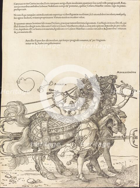 The Triumphal Chariot of Maximilian I (The Great Triumphal Car) [plate 7 of 8], 1523 (Latin ed.). Creator: Albrecht Durer.