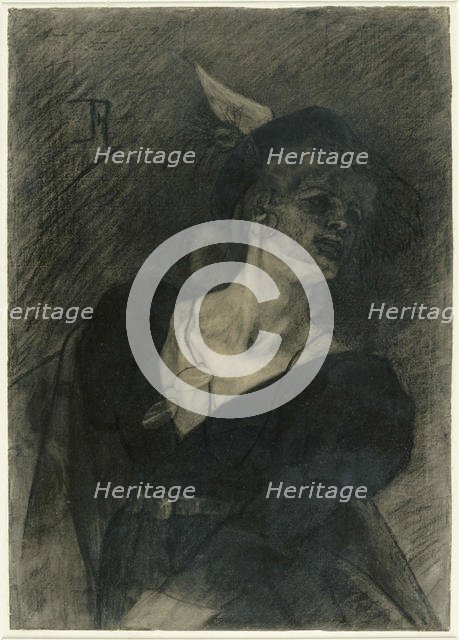 La femme au lorgnon. (Lady with a Lorgnette), c. 1870. Creator: Rops, Félicien (1833-1898).