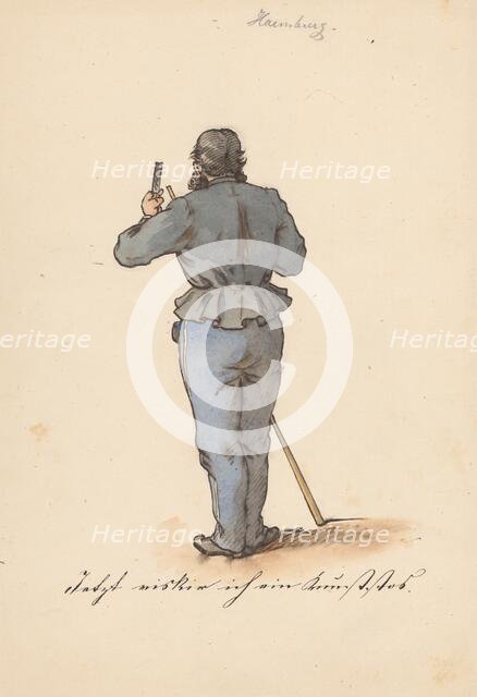 Standing man from behind, 1850-1860. Creator: Friedrich Carl von Scheidlin.