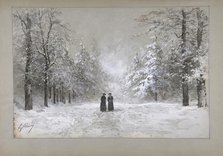 Winter Scene with Two Men, 1830-90. Creator: Eugene Ciceri.