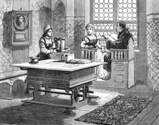 The Luther Celebration in Germany: Luther and his wife in their home at Wittenberg, 1883. Creator: Unknown.