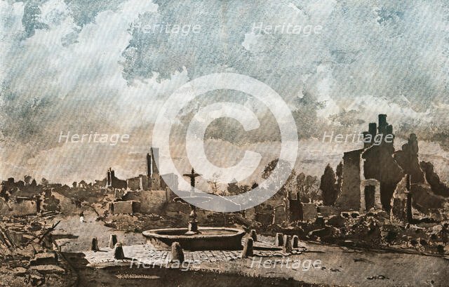 ''Les ruines de Sermaize-les-Bains (Marne)', 1914. Creator: Pierre Vignal.