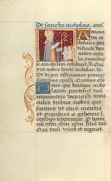 Saint Nicholas; Poncher Hours, about 1500. Creator: Master of Jacques de Besancon.